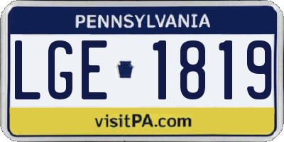 PA license plate LGE1819