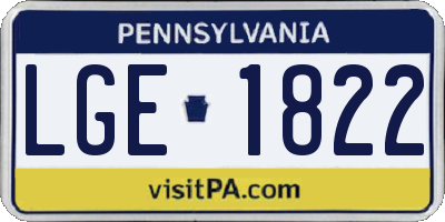 PA license plate LGE1822