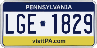 PA license plate LGE1829