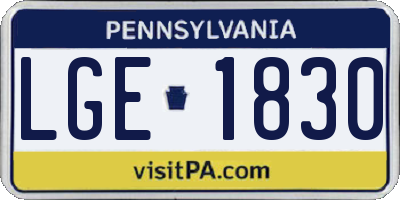 PA license plate LGE1830