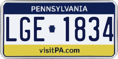PA license plate LGE1834