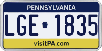 PA license plate LGE1835