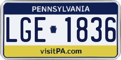 PA license plate LGE1836