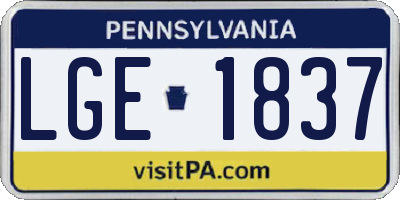 PA license plate LGE1837