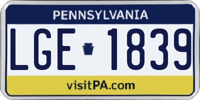 PA license plate LGE1839