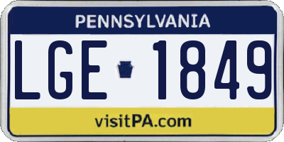 PA license plate LGE1849