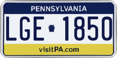 PA license plate LGE1850