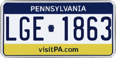 PA license plate LGE1863