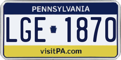 PA license plate LGE1870