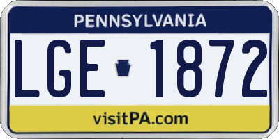 PA license plate LGE1872