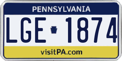 PA license plate LGE1874