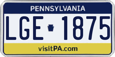 PA license plate LGE1875