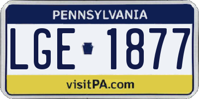 PA license plate LGE1877