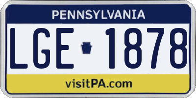 PA license plate LGE1878