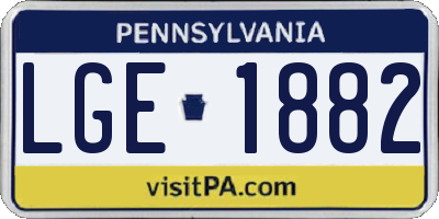 PA license plate LGE1882