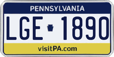 PA license plate LGE1890