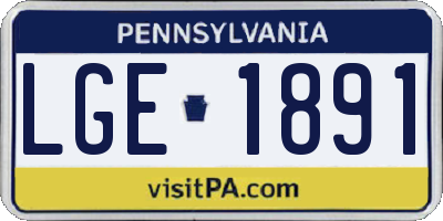 PA license plate LGE1891