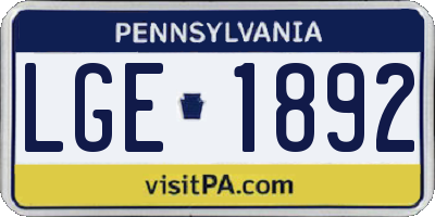 PA license plate LGE1892