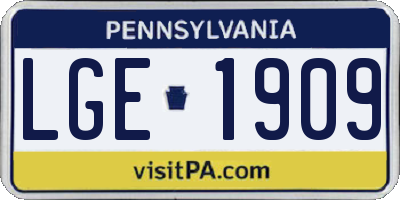 PA license plate LGE1909