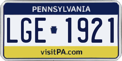 PA license plate LGE1921