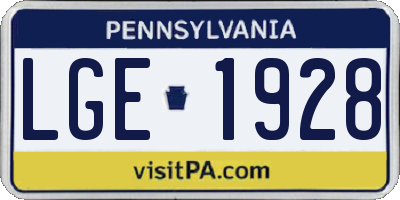 PA license plate LGE1928