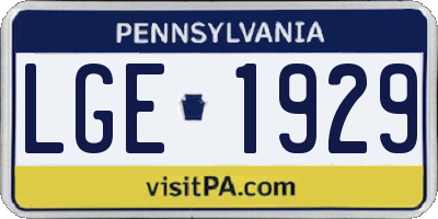 PA license plate LGE1929