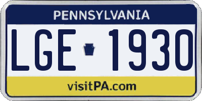 PA license plate LGE1930