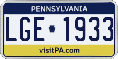 PA license plate LGE1933