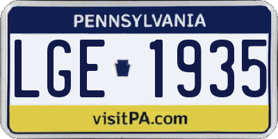 PA license plate LGE1935