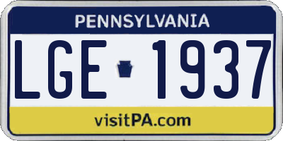 PA license plate LGE1937