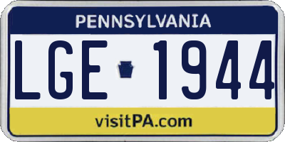 PA license plate LGE1944