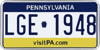 PA license plate LGE1948