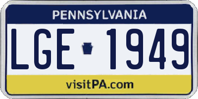 PA license plate LGE1949