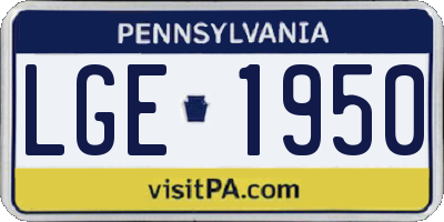 PA license plate LGE1950