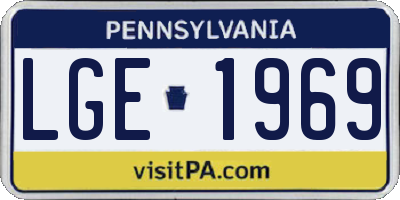 PA license plate LGE1969