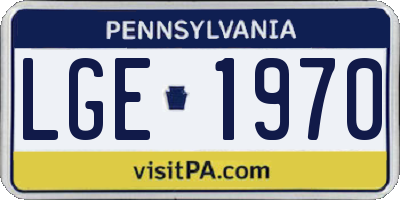 PA license plate LGE1970