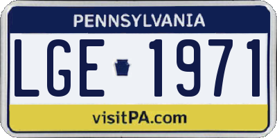 PA license plate LGE1971