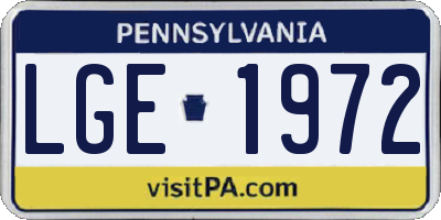 PA license plate LGE1972