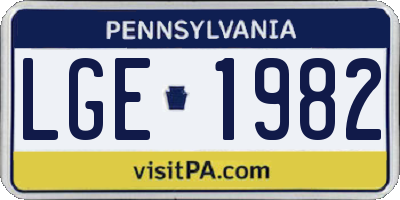 PA license plate LGE1982