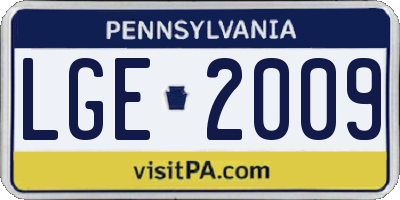 PA license plate LGE2009