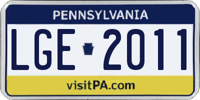 PA license plate LGE2011