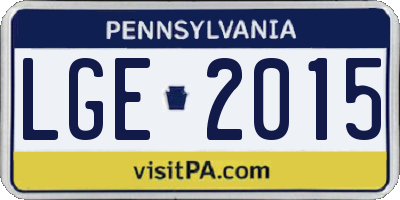 PA license plate LGE2015