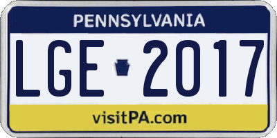 PA license plate LGE2017