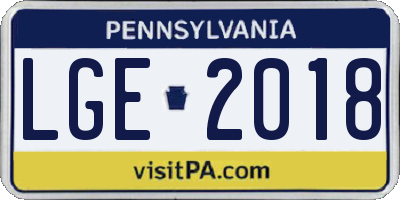 PA license plate LGE2018