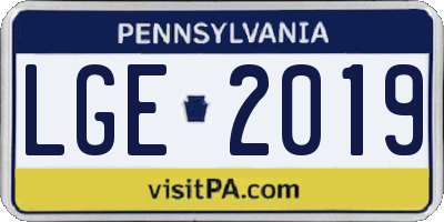 PA license plate LGE2019