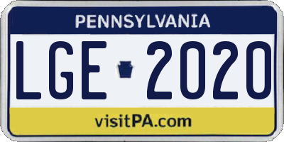 PA license plate LGE2020