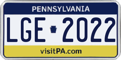 PA license plate LGE2022