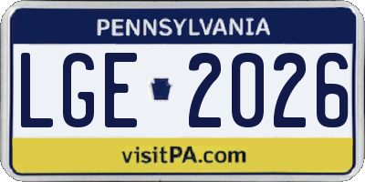 PA license plate LGE2026