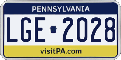 PA license plate LGE2028