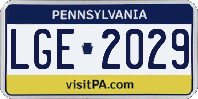 PA license plate LGE2029